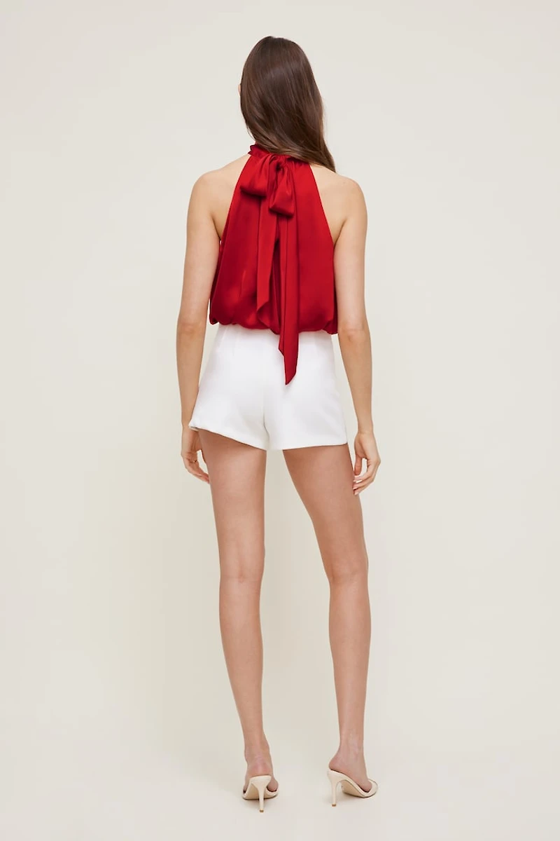 Paloma Bubble Satin Halter Blouse