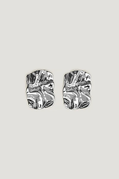 Crumpled Button Earrings