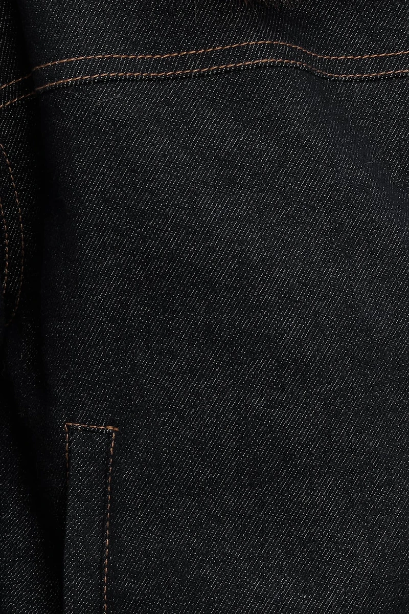 Faux Fur Collar Denim Aviator Jacket