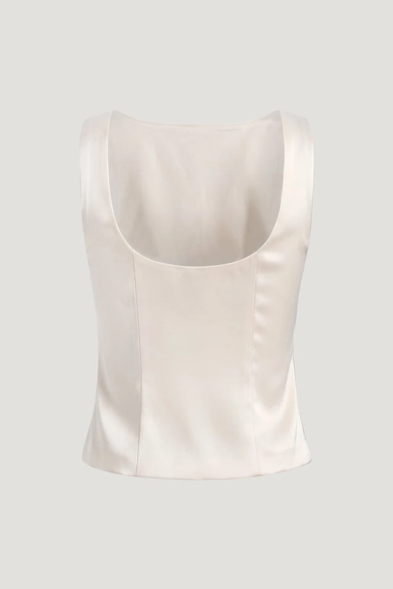 Open Back Satin Tank Top