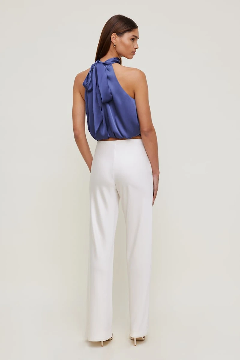 Paloma Bubble Satin Halter Blouse