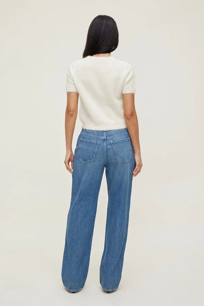 Cardigan à manches courtes en mohair de qualité supérieure