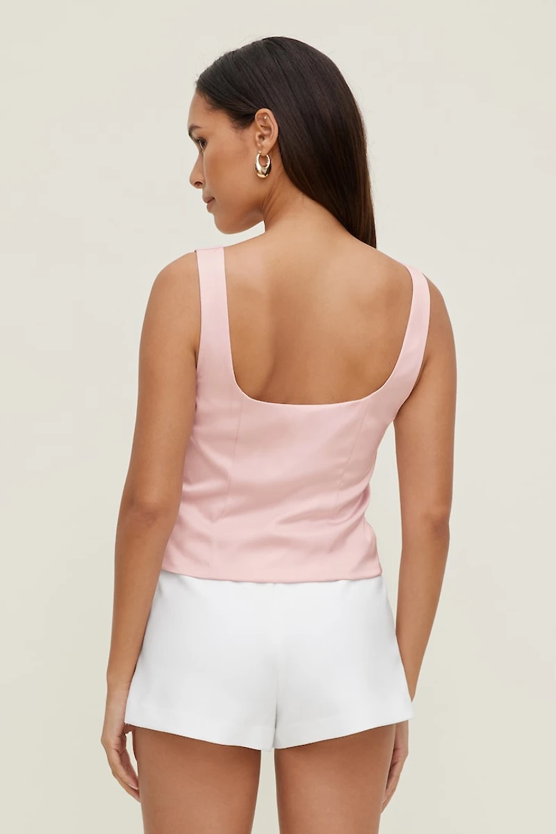 Open Back Satin Tank Top