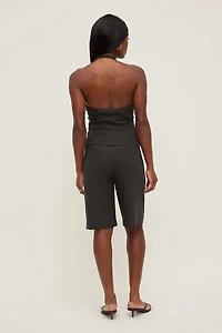 Linen High Rise Bermuda Shorts