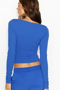 Sleek Open Neck Long Sleeve Top