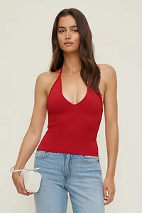 Scallop Trim Sweater Halter Top