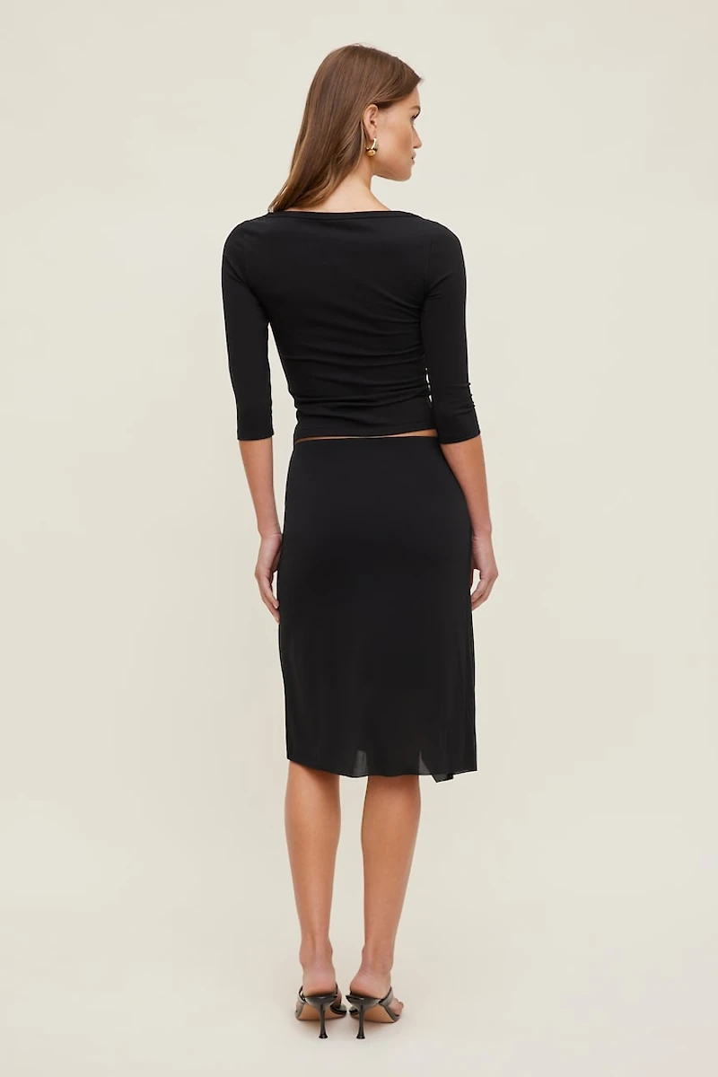 Asymmetric Draped Midi Skirt