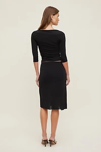 Asymmetric Draped Midi Skirt