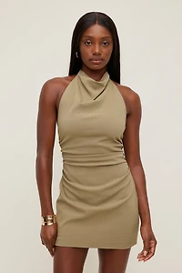 Cowl Halter Mini Dress