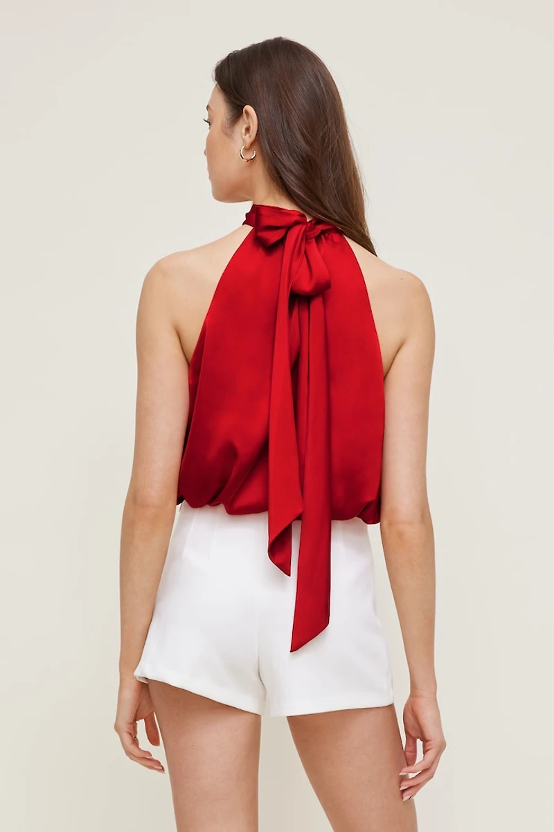 Paloma Bubble Satin Halter Blouse