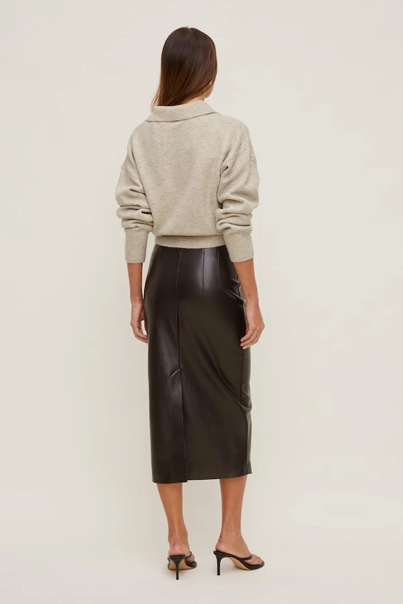 Shiloh Faux Leather Midi Skirt