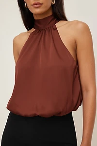 Paloma Bubble Satin Halter Blouse