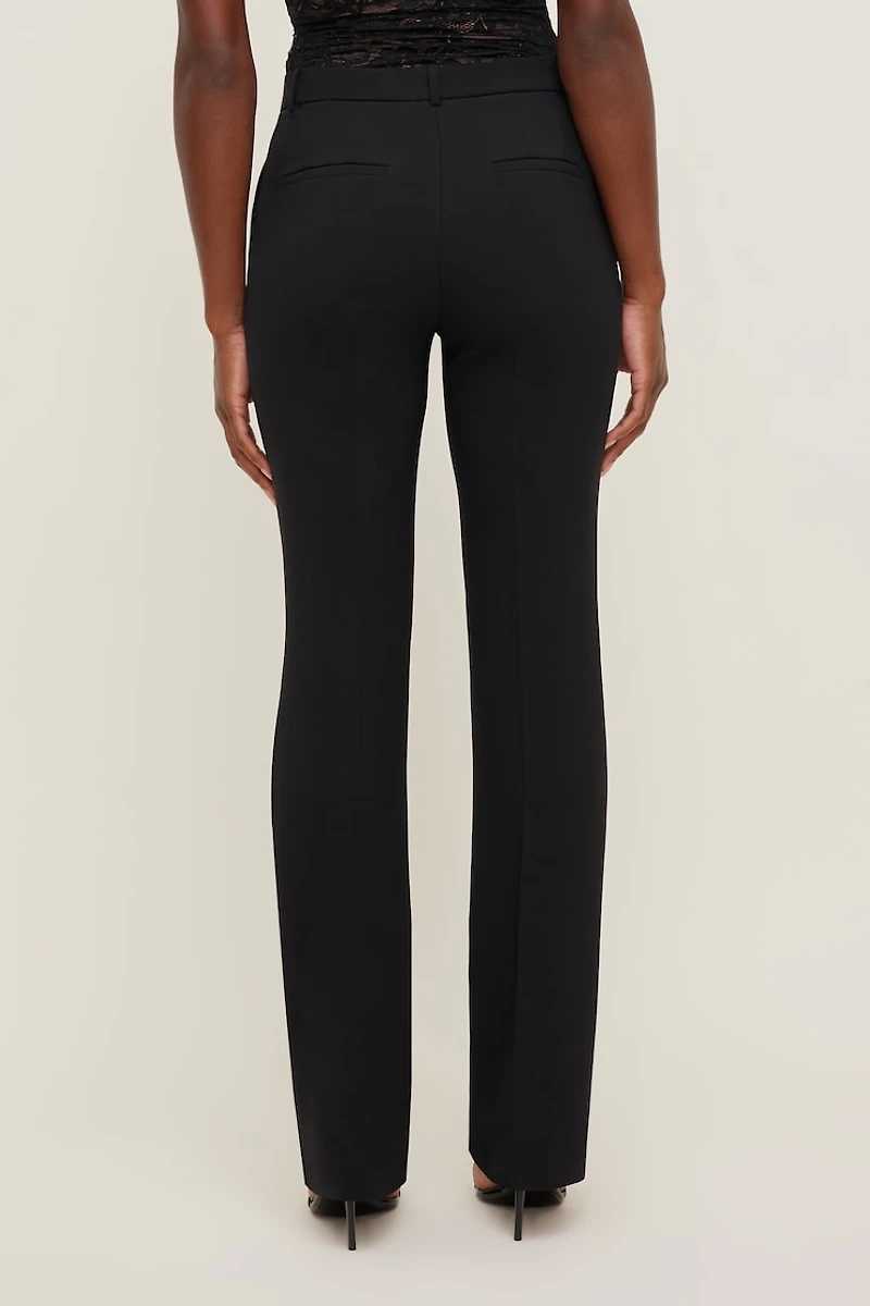Pantalon ajusté à jambe droite taille haute