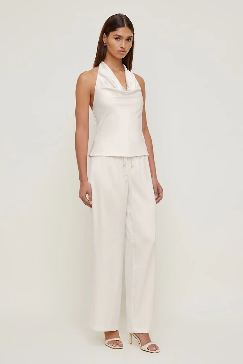Pantalon en satin à jambe large Leo