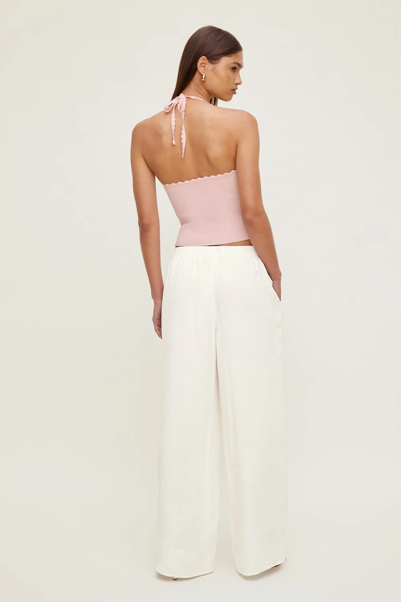 Scallop Trim Sweater Halter Top