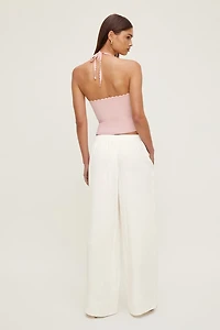 Scallop Trim Sweater Halter Top