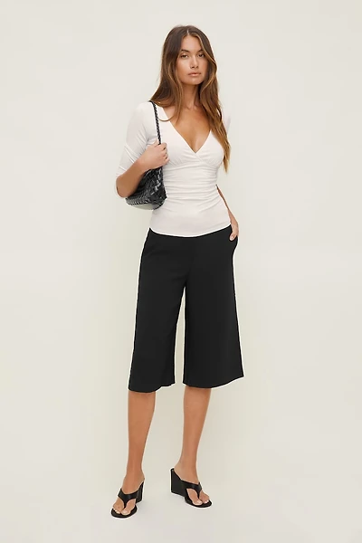 Jupe-culotte taille haute en crêpe