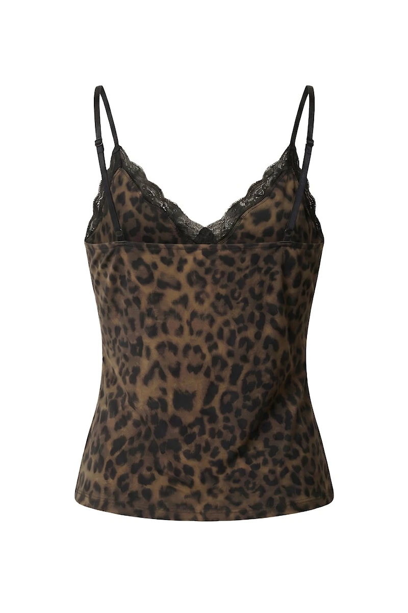 Sleek Plunge Lace Trim Cami Top