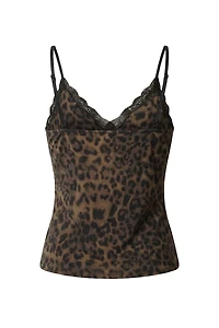 Sleek Plunge Lace Trim Cami Top