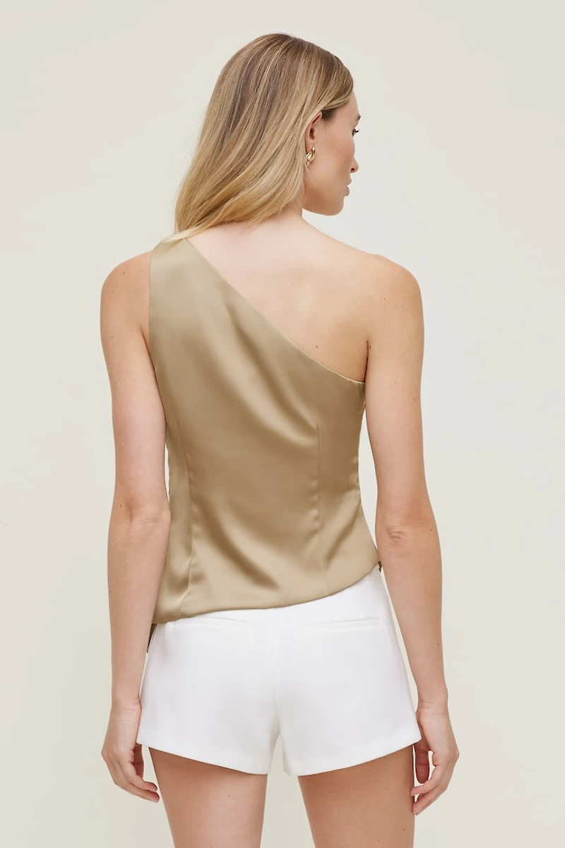 Single Shoulder Satin Top