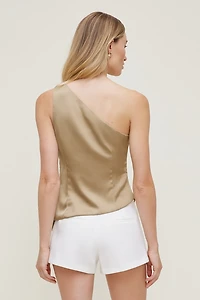 Single Shoulder Satin Top