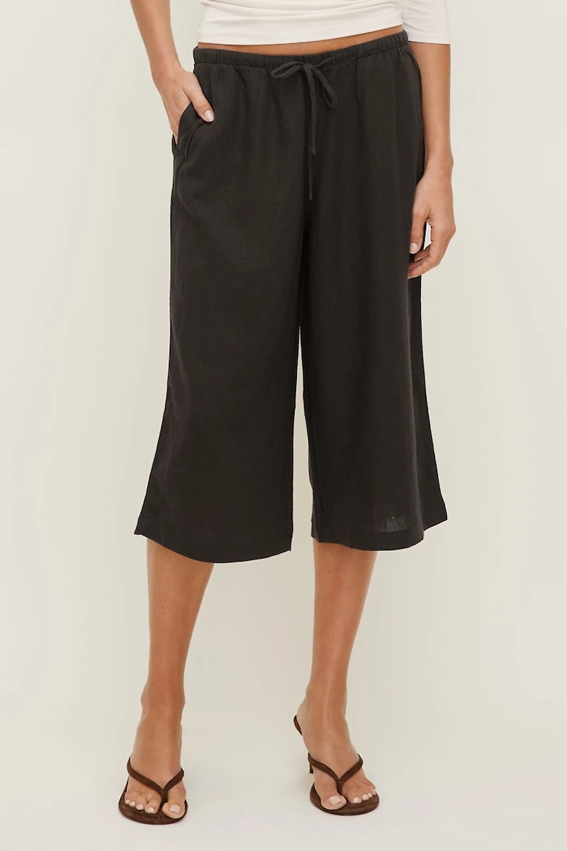 Pantalon capri en lin Leo