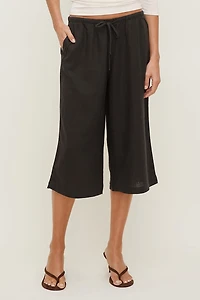 Pantalon capri en lin Leo