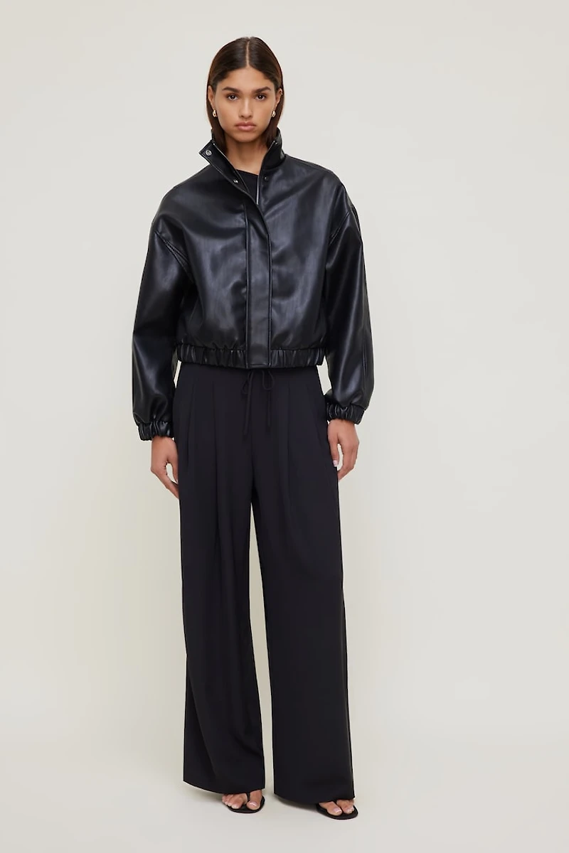 Brynn Faux Leather Bomber Jacket