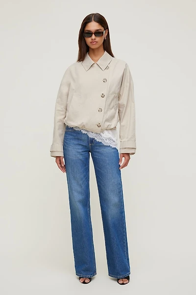 Twill Asymmetric Button Up Jacket