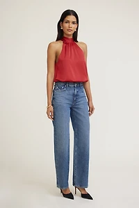Blouse licou bouffante en satin Paloma