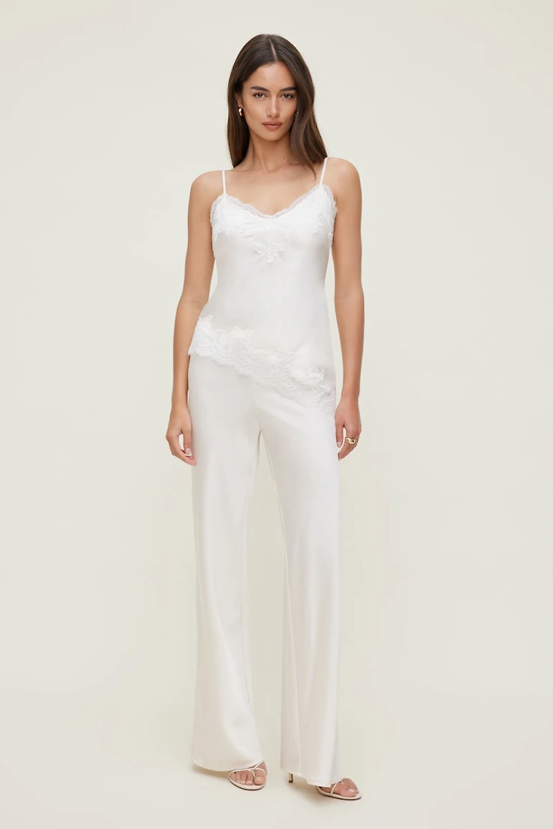 Cassie Asymmetric Lace Satin Cami