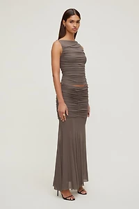 Camisole froncée en maille à col bateau