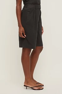 Linen High Rise Bermuda Shorts