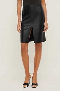 Jupe midi en faux cuir