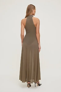 Sheer Mesh Halter Maxi Dress