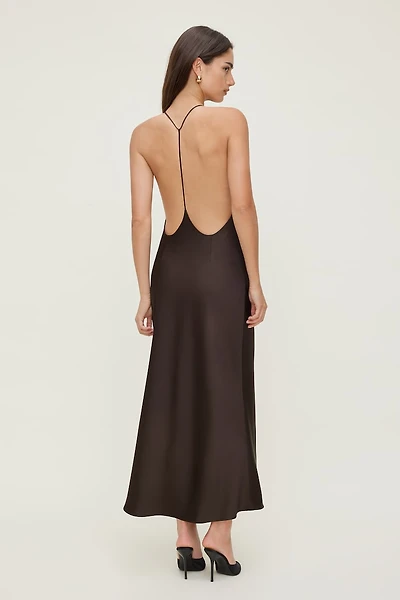 Open Back Satin Maxi Slip Dress