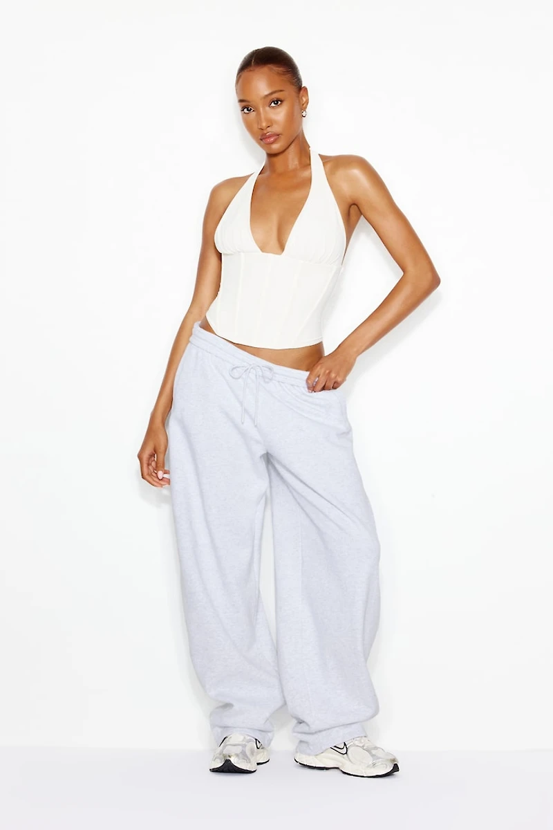 Plunge Halter Mesh Corset Top