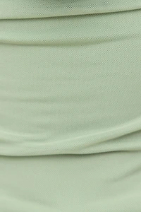 Cowl Neck Mesh Halter Top