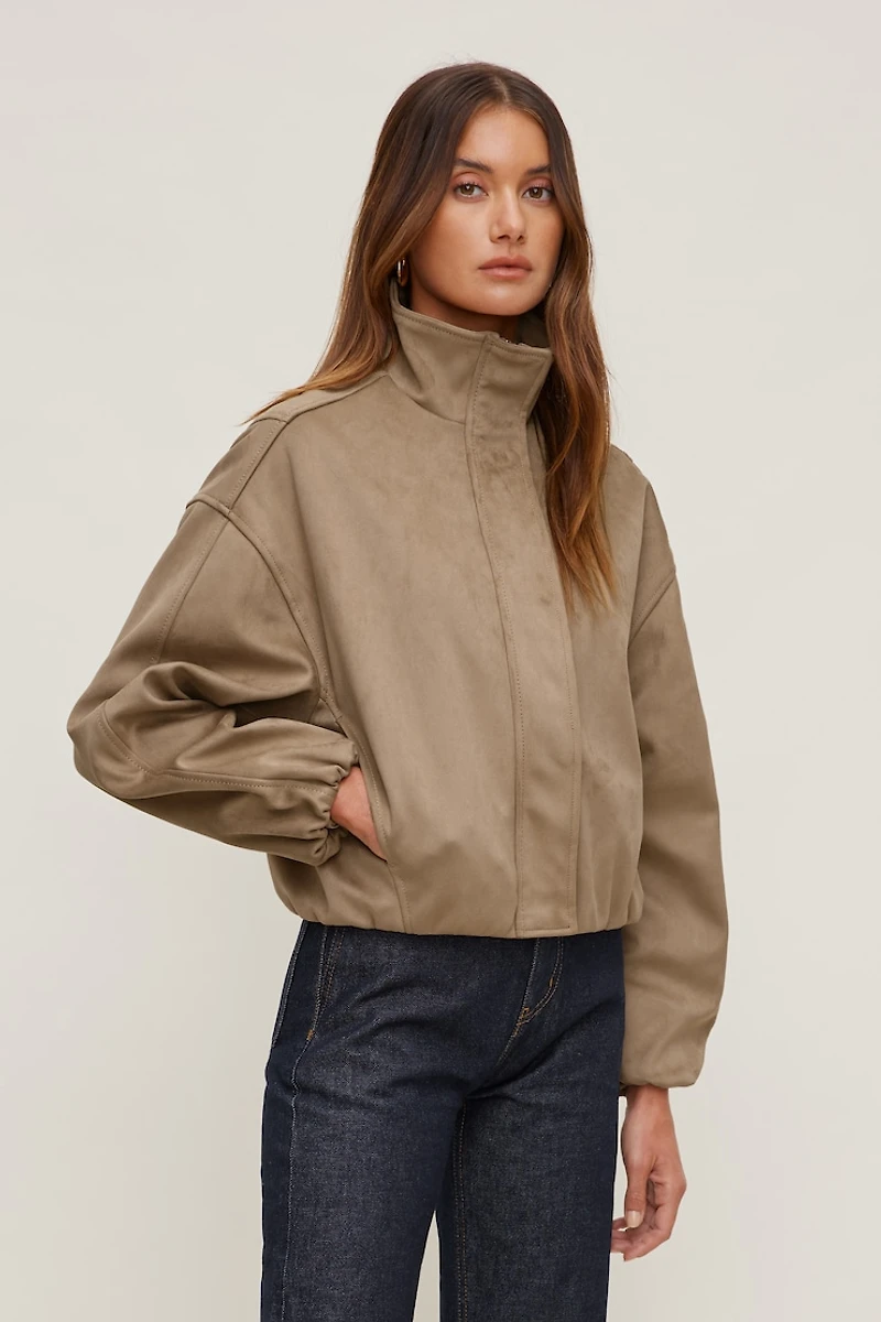 Brynn Faux Suede Bomber Jacket