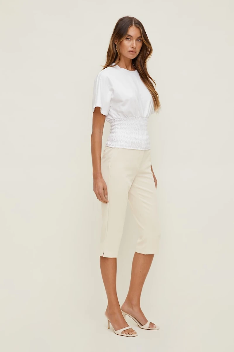 Smocked Cotton Spandex T Shirt