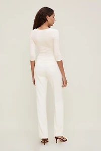 Pantalon ajusté à jambe droite taille haute