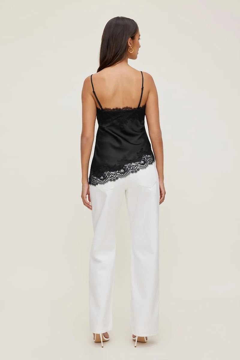 Cassie Asymmetric Lace Satin Cami