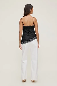 Cassie Asymmetric Lace Satin Cami