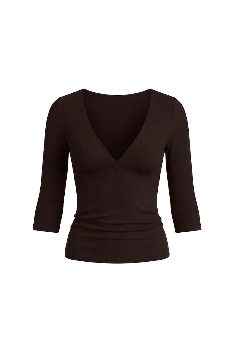 Plunge 3/4 Sleeve Top