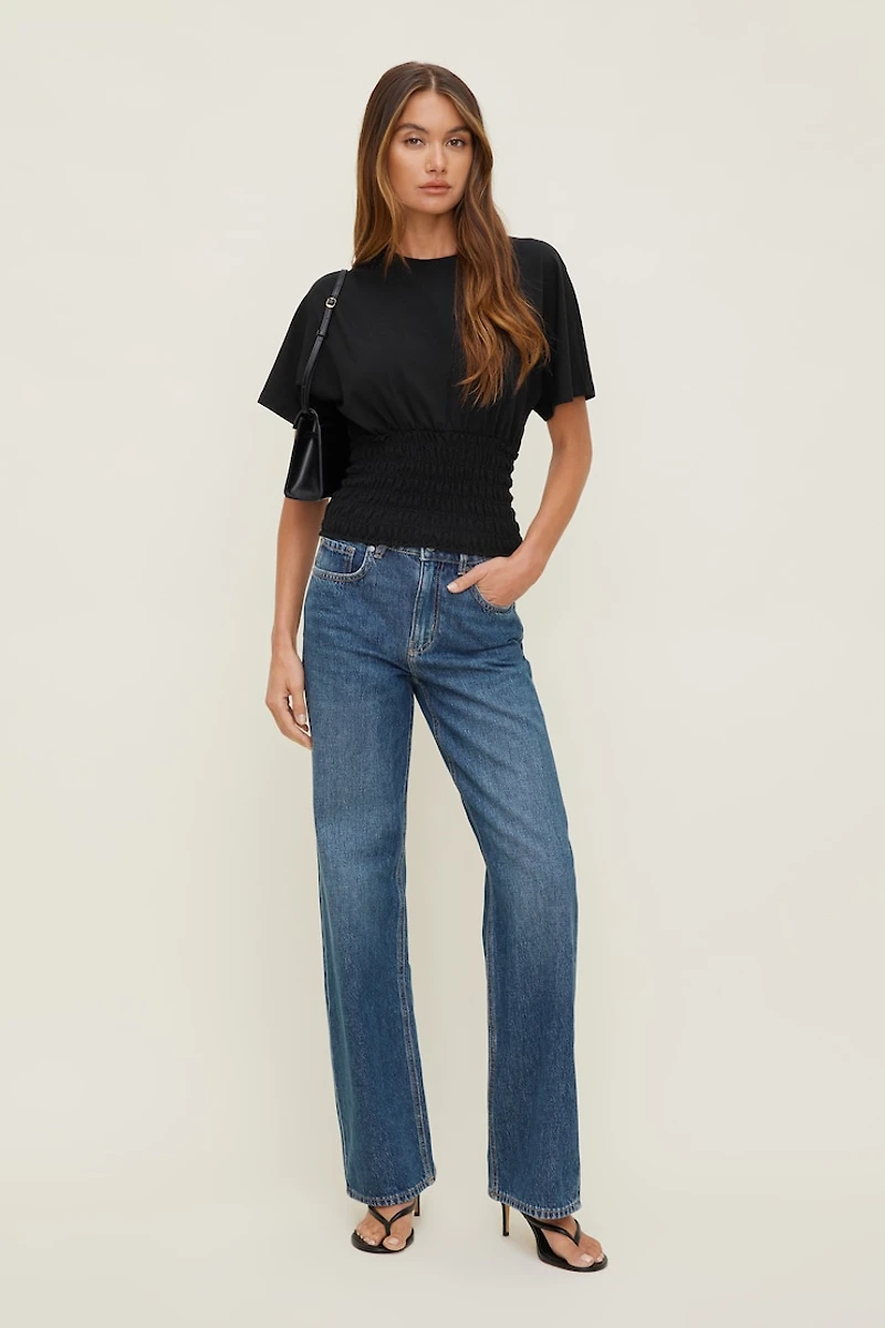 Smocked Cotton Spandex T Shirt