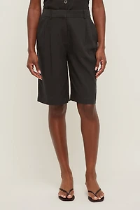 Bermuda à taille haute en lin