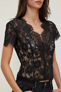 Lace Short Sleeve Blouse