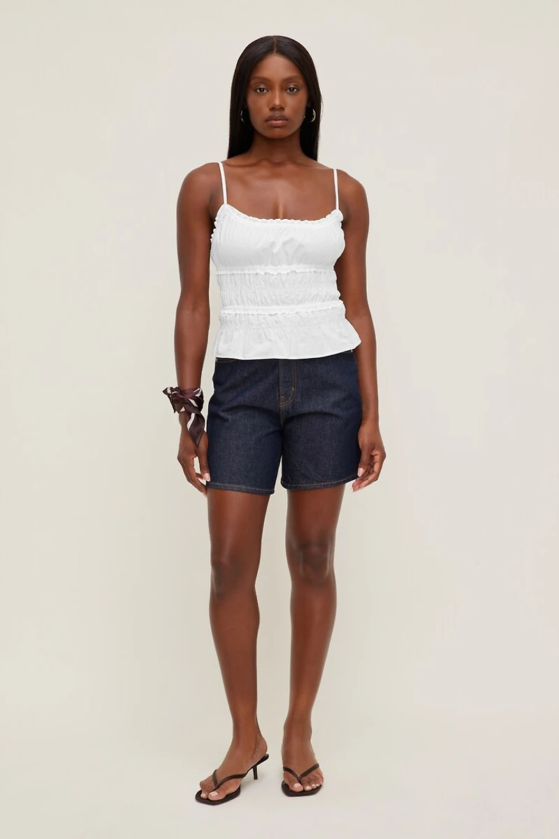 Smocked Poplin Cami Top