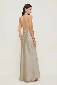 Satin Halter Maxi Dress