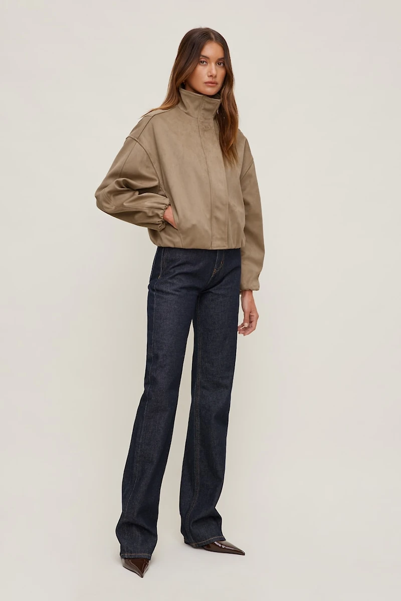 Brynn Faux Suede Bomber Jacket